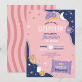 Invitation Fête de bois d'oeuvre Anniversaire Dormir Mignonne (Devant / Derrière)