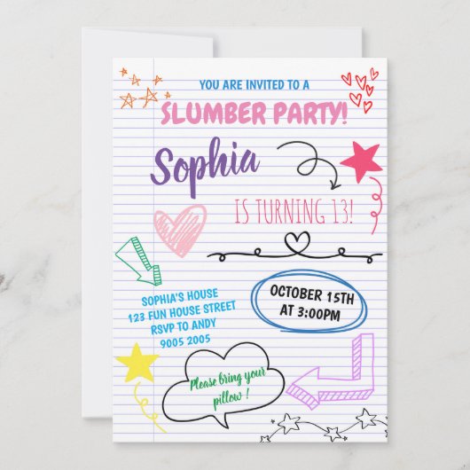 Invitation Fête de bois d'oeuvre Filles d'anniversaire entre  (Devant)