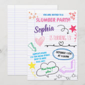 Invitation Fête de bois d'oeuvre Filles d'anniversaire entre  (Devant / Derrière)