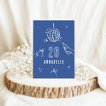 Invitation fête de boisson d'anniversaire à l'arc dessinée ma<br><div class="desc">Blue whimsical dessiné à la main éditable âge boisson cocktail boule disco arc coquette invitation de fête.</div>