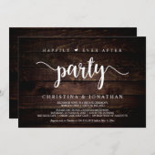 Invitation Fête de bonheur éternel, Bois rustique, Fugue amou (Devant / Derrière)