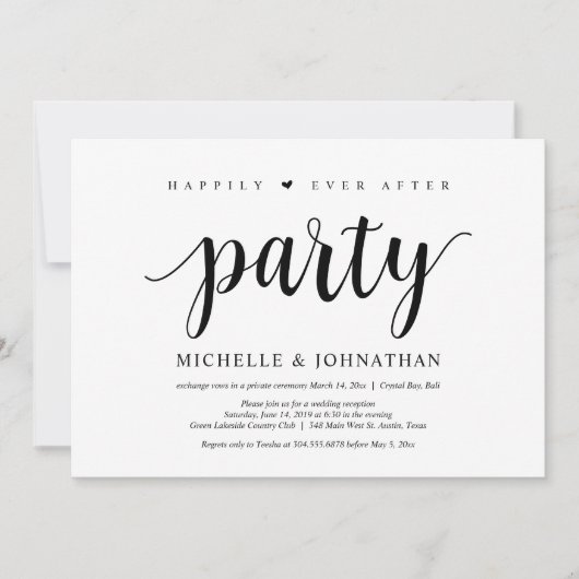 Invitation Fête de bonheur éternel, mariage en fuite (Devant)