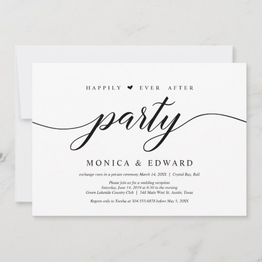 Invitation Fête de bonheur éternel, mariage en fuite (Devant)