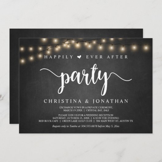 Invitation Fête de bonheur éternel, thème rustique, évasion a (Devant / Derrière)