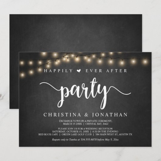 Invitation Fête de bonheur éternel, thème rustique, Fugue amo (Devant / Derrière)