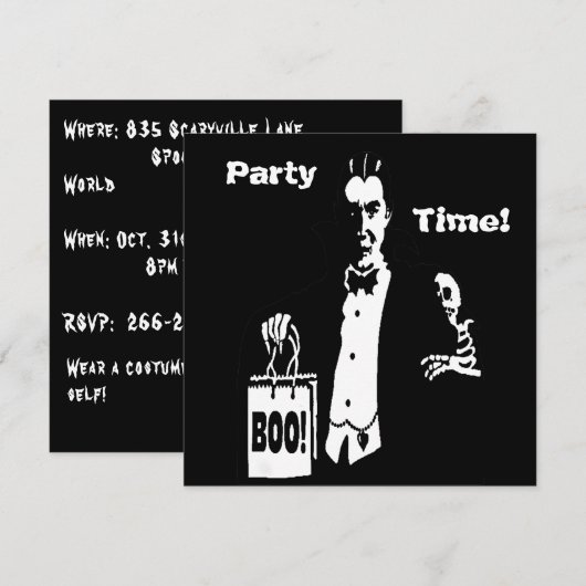 Invitation Fête de Boo Vampire Rétro pour la Nuit de Trick-or (Devant / Derrière)