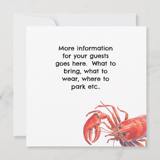 Invitation Fête de boue de langouste (Dos)