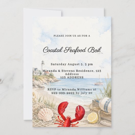 Invitation Fête de bouillabaisse côtière (Devant)