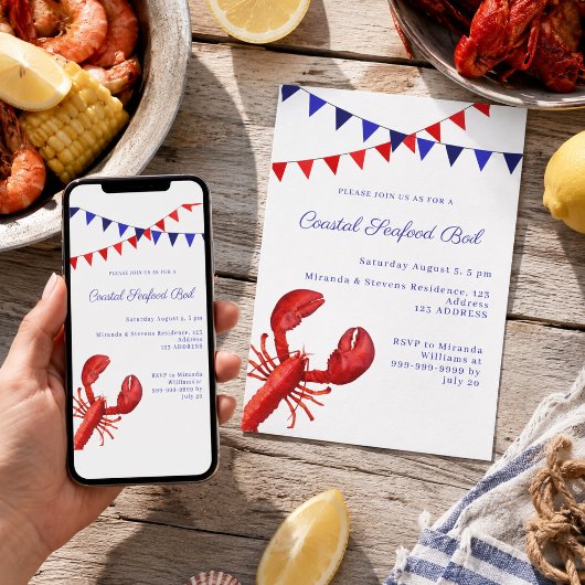 Invitation Fête de bouillabaisse de fruits de mer côtiers