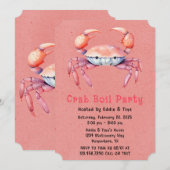 Invitation Fête de boule de crabe à l'aquarelle branchée ou f (Devant / Derrière)