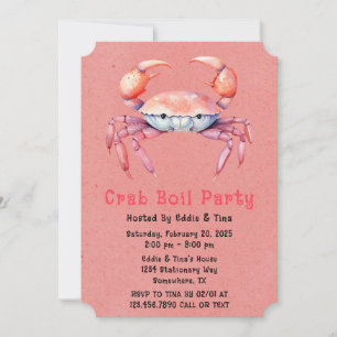 Invitation Fête de boule de crabe à l'aquarelle branchée ou f