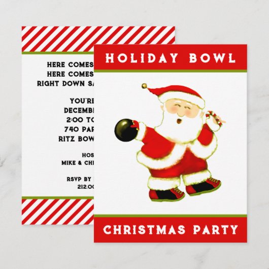 Invitation Fête de bowling de Noël (Devant / Derrière)