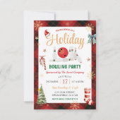 Invitation Fête de bowling Noël Plaid Rouge Noir (Devant)