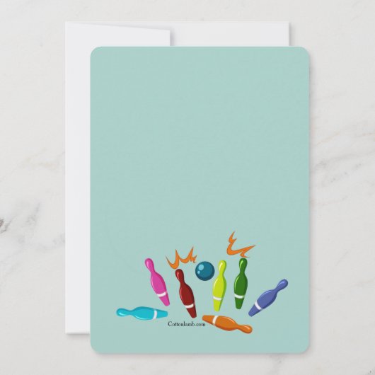 Invitation Fête de Bowling pour Enfants (Dos)