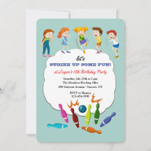 Invitation Fête de Bowling pour Enfants