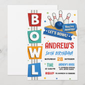 Invitation Fête de Bowling sur Mesure (Devant / Derrière)