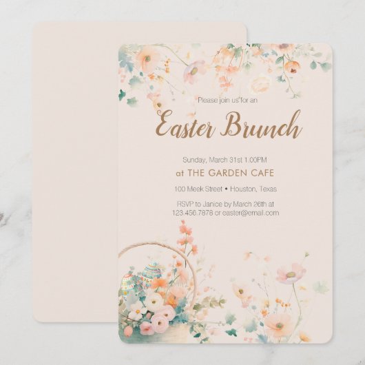 Invitation Fête de Brunch de Pâques (Devant / Derrière)