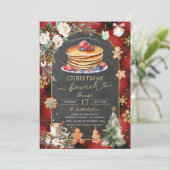 Invitation Fête de Brunch Flanel Noir Rouge Plaid Noël (Debout devant)
