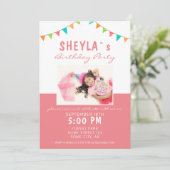 Invitation Fête de Bunting drapeaux Fille Photo fête d'annive (Debout devant)