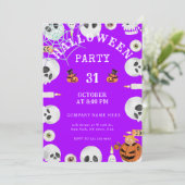 Invitation Fête de bureau Halloween Classique Violet Électriq (Debout devant)