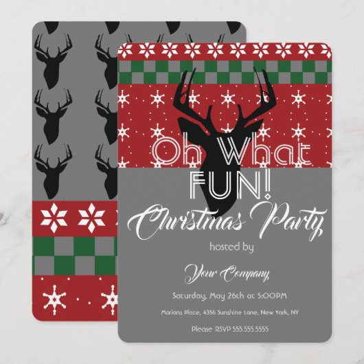 Invitation Fête de bureau Pull de Noël Cerf Pull Moche (Devant / Derrière)