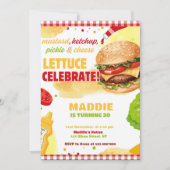 Invitation Fête de burger dans la cour Gingham détente et gri (Devant)