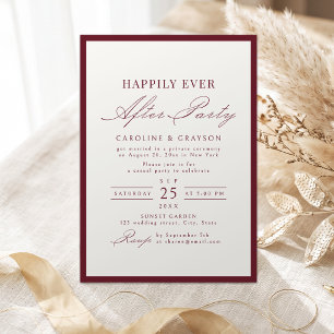Invitation Fête de Burgundy Typography Pour Toujours