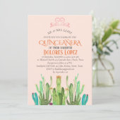 Invitation Fête de Cactus Tiara Quinceañera (Debout devant)