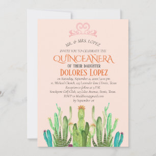 Invitation Fête de Cactus Tiara Quinceañera
