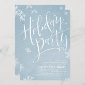 Invitation Fête de calligraphie manuscrite en bleu d'hiver (Devant / Derrière)