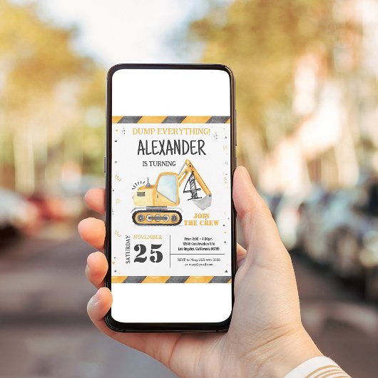 Invitation Fête de camion à benne construction