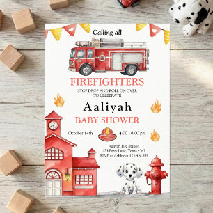 Invitation fête de camion de pompiers bébé fête de camion de
