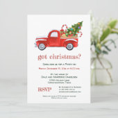 Invitation Fête de Camion Rouge Vintage Noël (Debout devant)