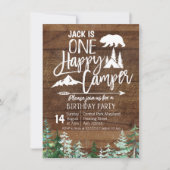 Invitation Fête de Camping Forêt Anniversaire Kraft Camper (Devant)