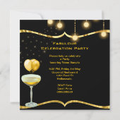 Invitation Fête de célébration Champagne doré fabuleuse (Dos)