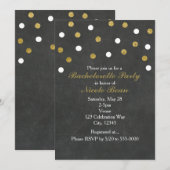 Invitation Fête de célébration de confettis blancs et or tabl (Devant / Derrière)