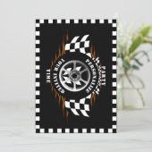 Invitation Fête de célébration de drapeau à damier de course  (Debout devant)