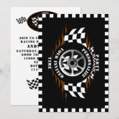 Invitation Fête de célébration de drapeau à damier de course  (Devant / Derrière)