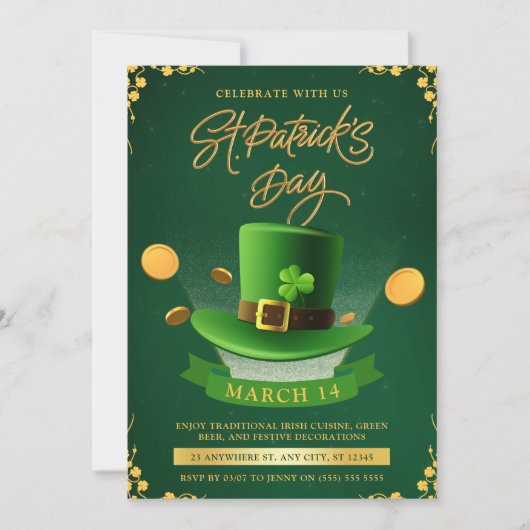 Invitation Fête de célébration de la Saint-Patrick Verte & Do (Devant)