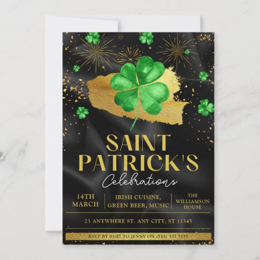 Invitation Fête de célébration de la Saint-Patrick Verte & Do (Devant)