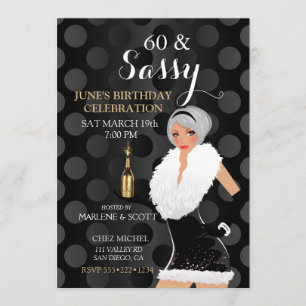 Invitation Fête de célébration de points noirs Fille Champagn