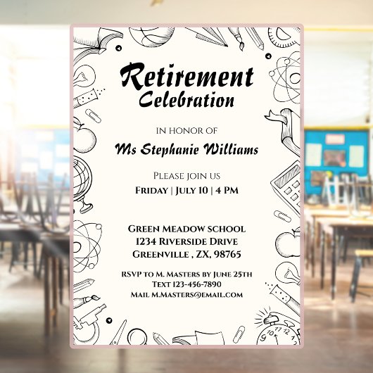 Invitation Fête de célébration pour l'enseignant à la retrait