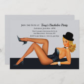 Invitation Fête de célibataire de fille de cabaret (Devant / Derrière)