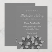 Invitation Fête de célibataire Fleur de lotus grise noir et b (Devant / Derrière)