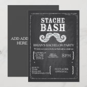 Invitation Fête de célibataire Moustachu Tableau Hipster (Devant / Derrière)