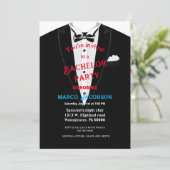 Invitation Fête de célibataire noir et blanc (Debout devant)