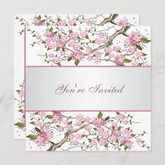 Invitation Fête de Cerisiers en Fleurs pour Toutes les Occasi (Devant / Derrière)
