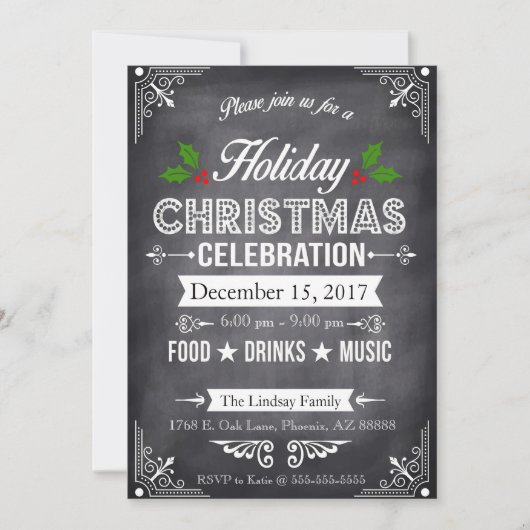 Invitation Fête de Chalkboard (Devant)