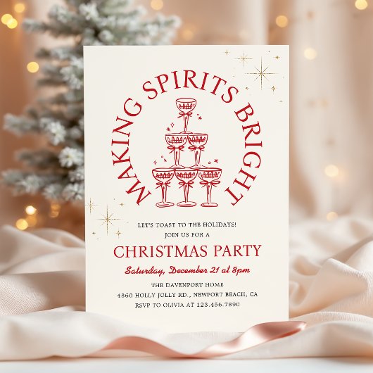 Invitation Fête de Champagne Making Spirits Bright pour Noël