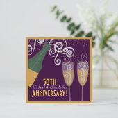 Invitation Fête de Champagne Pétillant Or 50e Anniversaire (Debout devant)